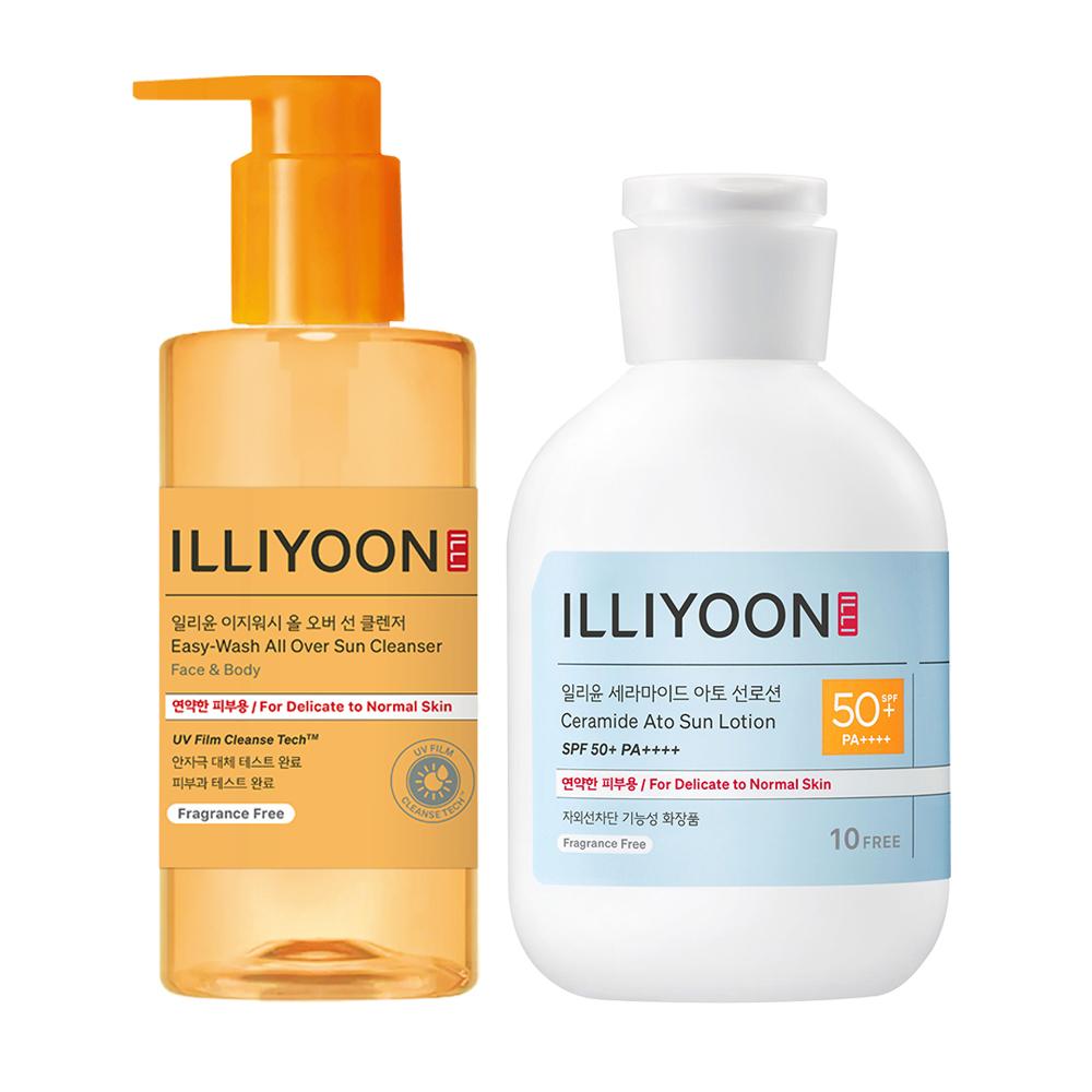 [サンデュオ] Illiyoon セラミド アト サンローション 180ml + Easy Wash All Over Sun Cleanser 200ml 1セット