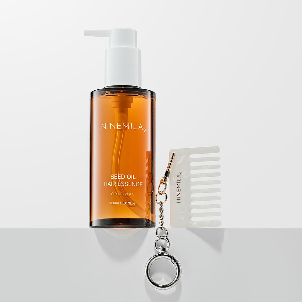 [キーリング くし プレゼント] NINE MILLA SEED OIL HAIR ESSENCE アルガン 美容室 ホワイトローズの香り, 150ml, 1個