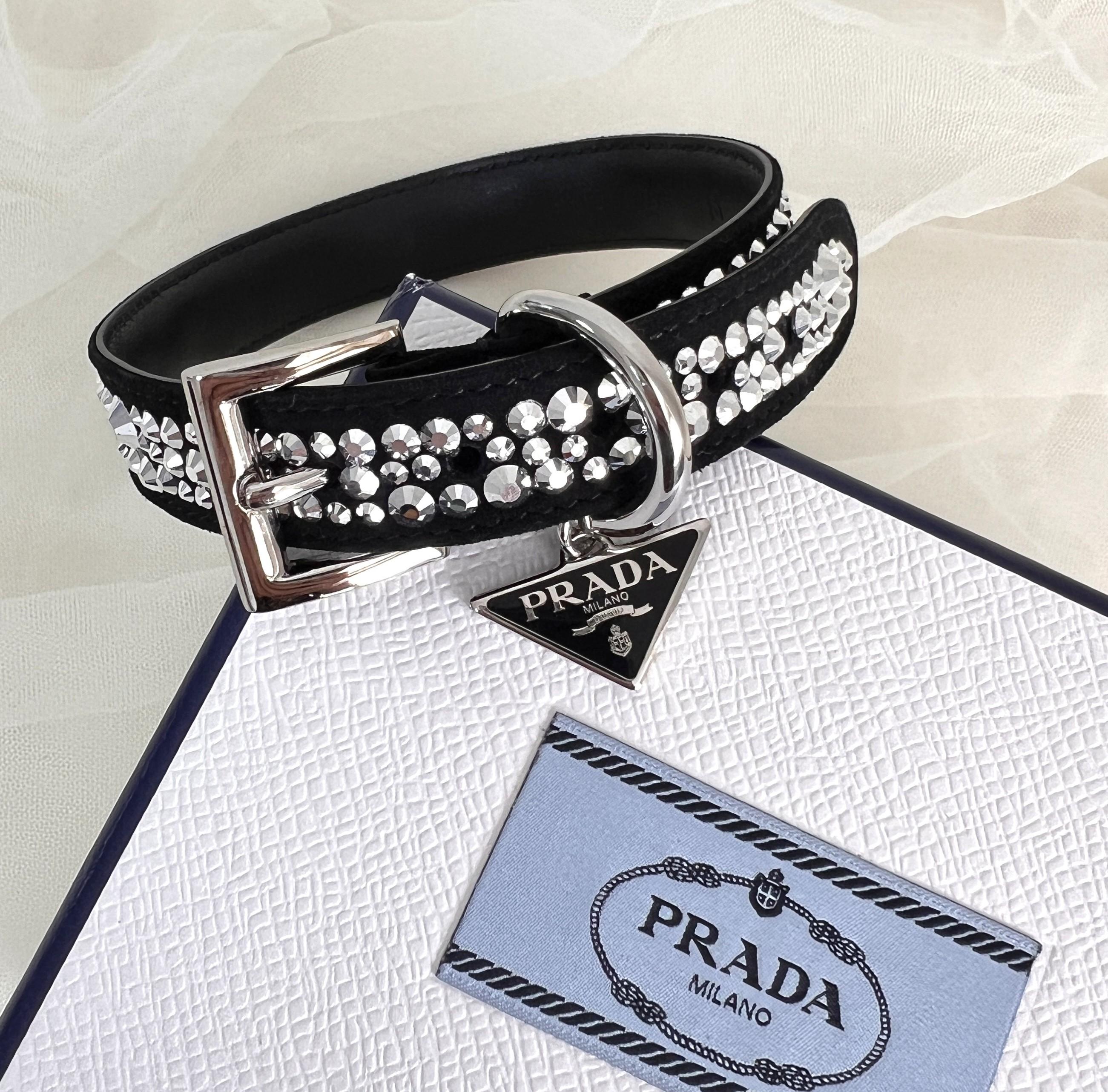 [限定版] PRADA ブラック クリスタル ブランド 犬用リード カラ― ペット用品 ギフトセット