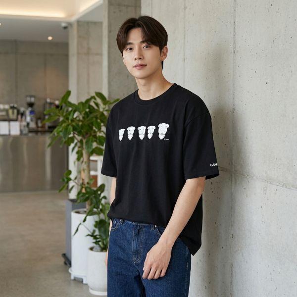 SPAO 普段着・運動着 半袖Tシャツ 가나디 メンズ ブラック 夏Tシャツ 1865687