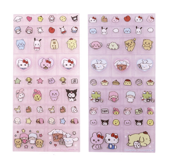 Sanrio x Chego-shim コラボ グリッタータイルブロック 立体シールステッカー