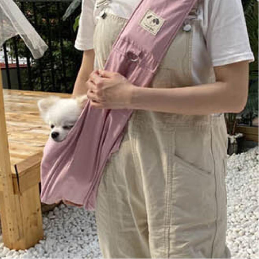 犬用散歩用軽量スリングキャリーバッグ カーキ 小型犬 マルティプー シーズー ペットキャリー チワワ