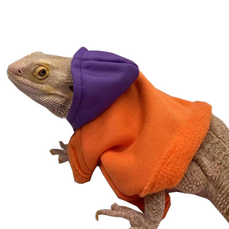 ビアーデッドドラゴン トカゲ 爬虫類 服 手作り フード付きトカゲ服 パープル オレンジ 1個