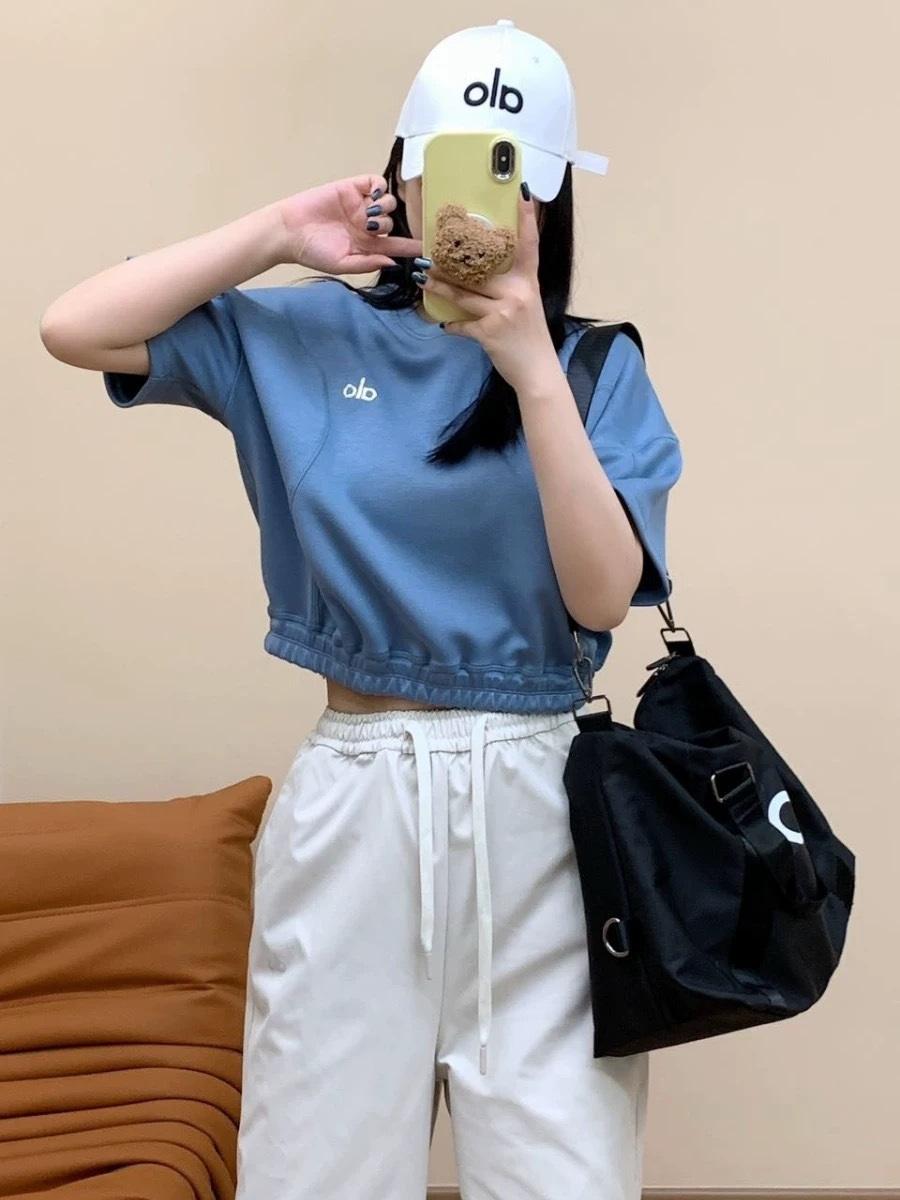 Alo 알로 요가 무지 여성 티셔츠 반팔티 숏 운동복 상의