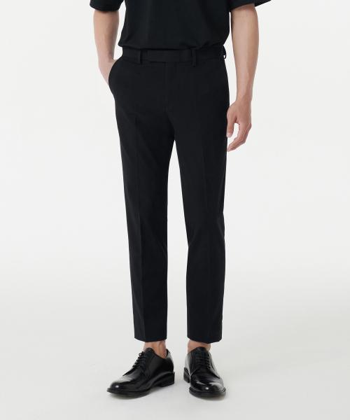 MUSINSA STANDARD MUSINSASTANDARD MUSINSA TAPERED HIDDEN BANDING CROP SLACKS BLACK MM0PL3Z01-BK