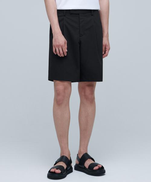 MUSINSA STANDARD MUSINSASTANDARD MUSINSA COOLTANDARD HIDDEN BANDING HALF SLACKS BLACK MMBPL6Z03-BK
