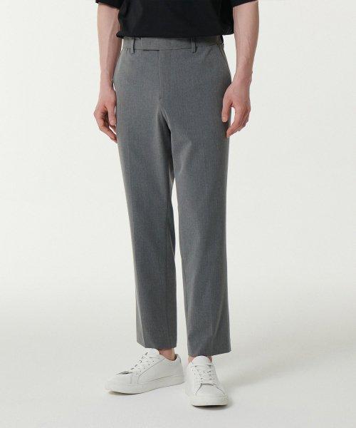 MUSINSA STANDARD MUSINSASTANDARD MUSINSA RELAXED TAPERED HIDDEN BANDING CROP SLACKS MELANGE GREY MELANGE GREY MMAPL3Z06-MG