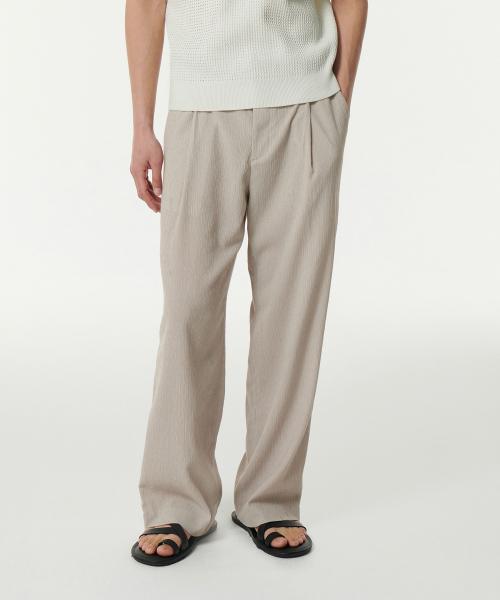 MUSINSA STANDARD MUSINSASTANDARD MUSINSA CRINKLE 1-TUCK WIDE BANDING PANTS LIGHT BEIGE LIGHT BEIGE MMDPL5Z04-LB