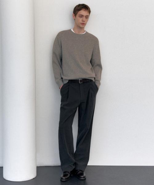MUSINSA STANDARD MUSINSASTANDARD MUSINSA 14W CORDUROY 1-TUCK WIDE BANDING PANTS IRON GREY IRON GREY MMDPHAZ02-IG
