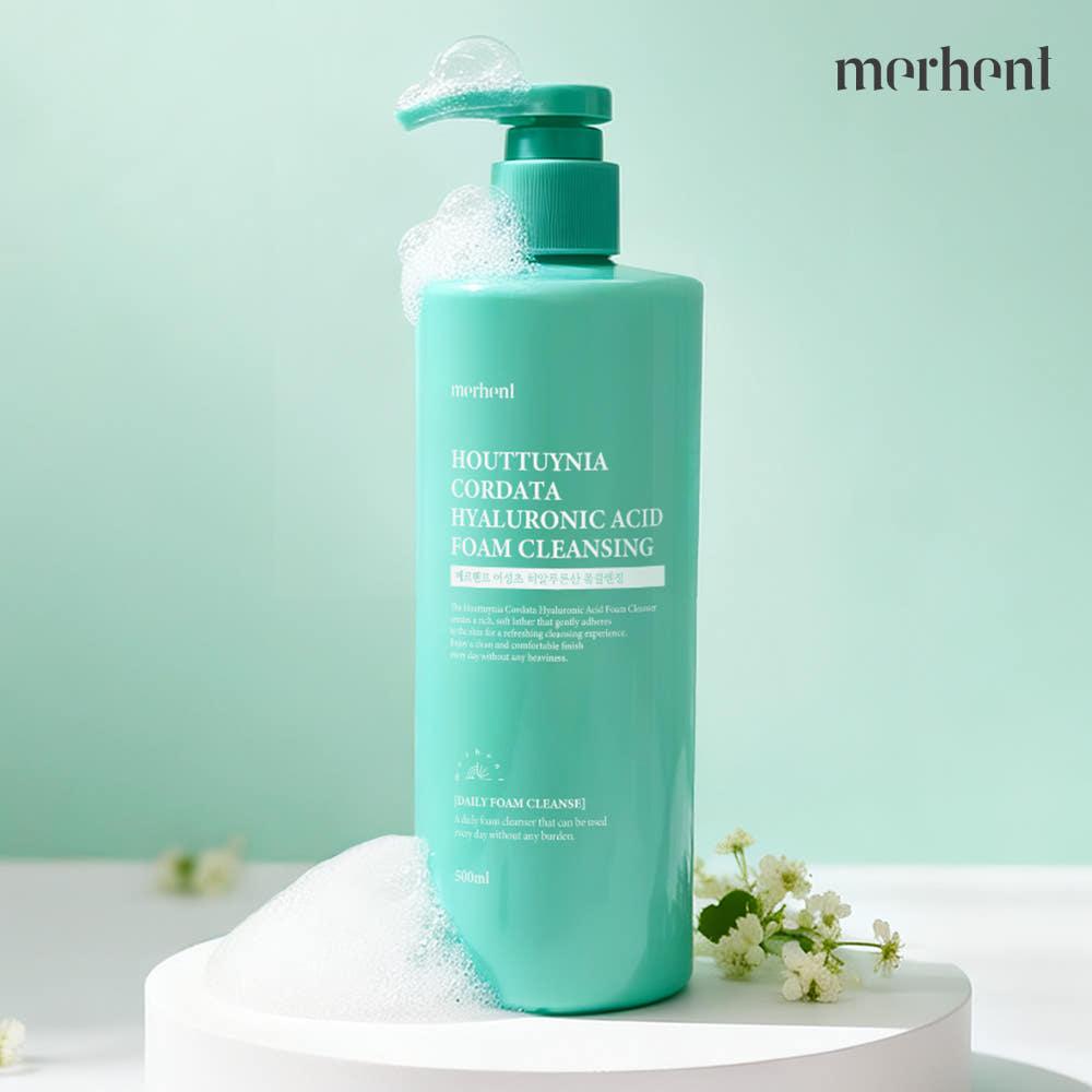1+1 MERHENT Eoseongcho ヒアルロン酸 クレンジングフォーム 500ml 大容量 洗顔料 低刺激 ディープクレンジング